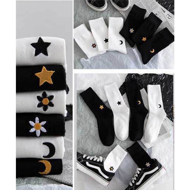 ワンポイント刺繍 靴下 レディース[品番：XT000003713]｜aimoha