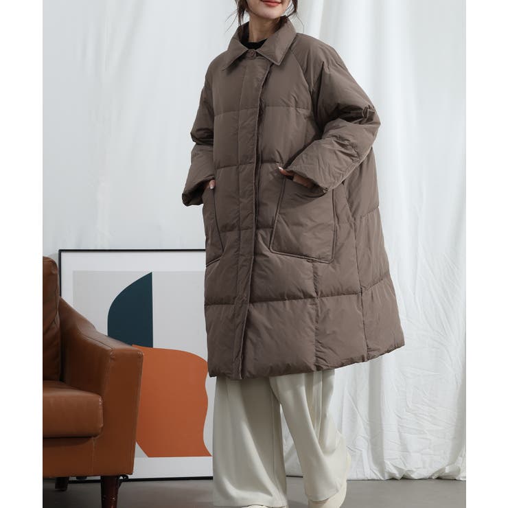 め*3様 ブラウン ロングダウンジャケット フランス産ホワイトダックダウン／FP800保温性◎／抗菌防臭／手洗い可