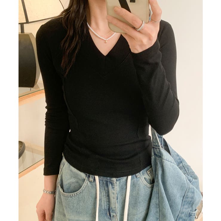 Vネックリブニット | aimoha  | 詳細画像11 