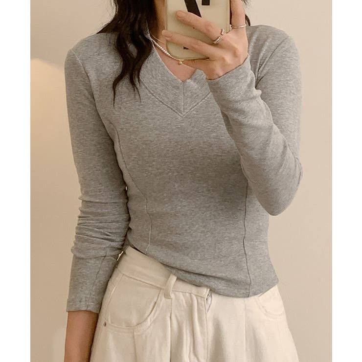 Vネックリブニット | aimoha  | 詳細画像15 