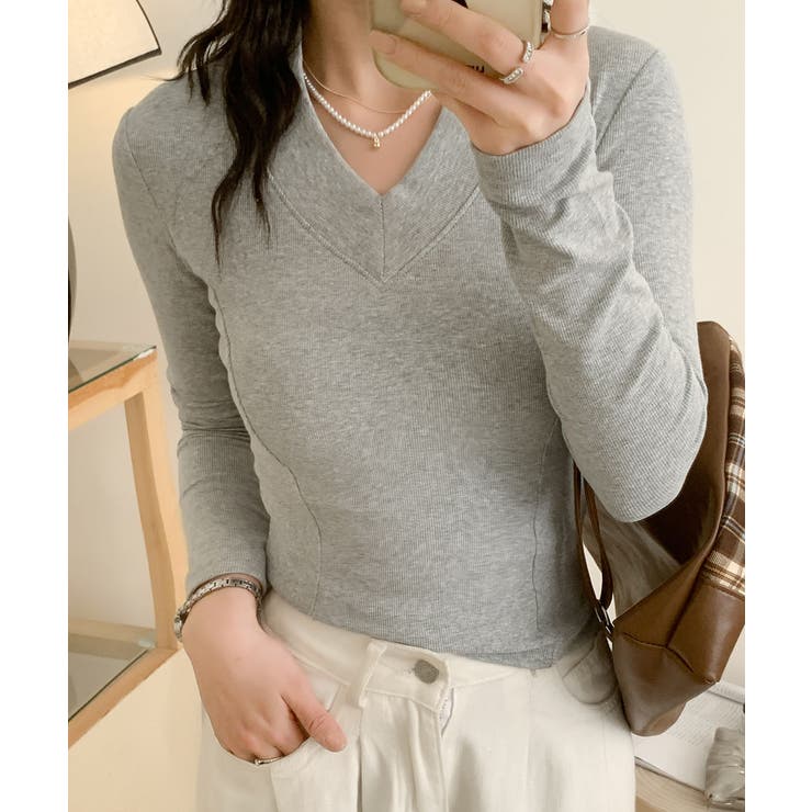 Vネックリブニット | aimoha  | 詳細画像16 