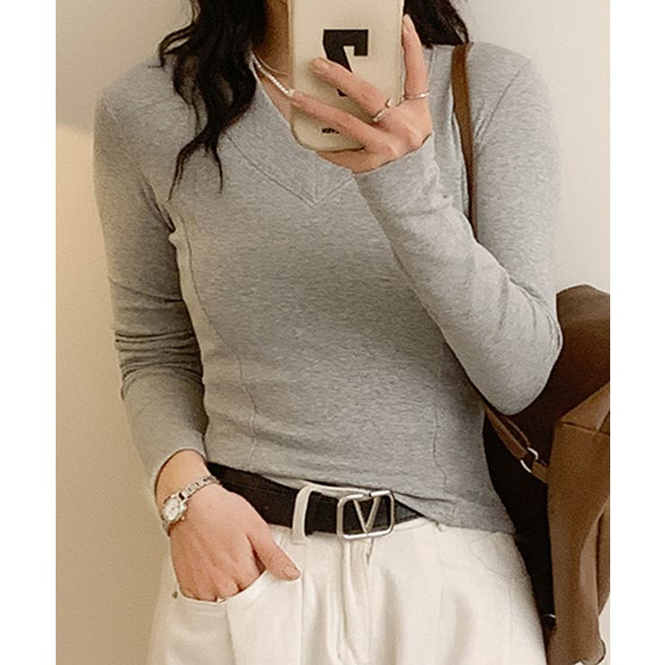 Vネックリブニット[品番：XT000013188]｜aimoha （アイモハ）の