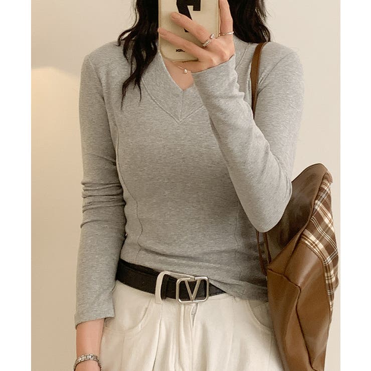 Vネックリブニット[品番：XT000013188]｜aimoha （アイモハ）の