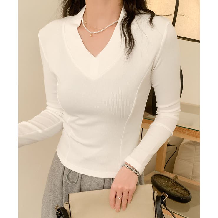 Vネックリブニット | aimoha  | 詳細画像2 