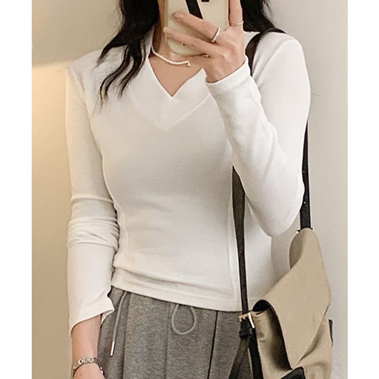 Vネックリブニット[品番：XT000013188]｜aimoha （アイモハ）の