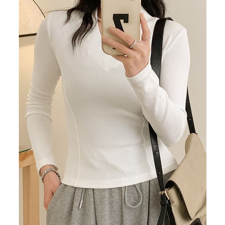 Vネックリブニット | aimoha  | 詳細画像4 