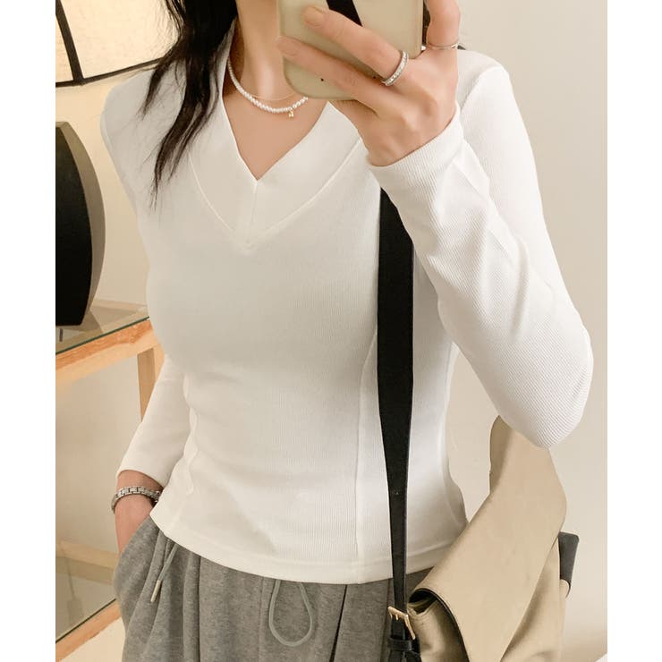 Vネックリブニット | aimoha  | 詳細画像5 