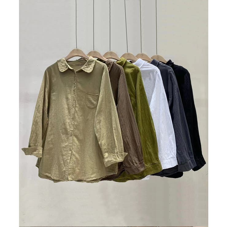 ダブルガーゼシャツ ブラウス 韓国ファッション | aimoha  | 詳細画像1 