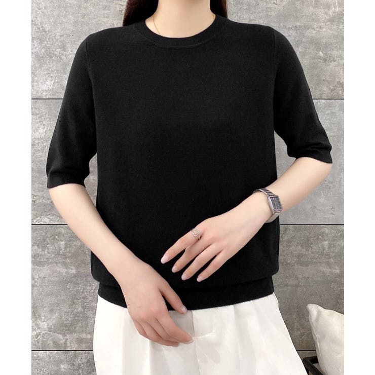 【BANICO】Vネック五分袖ゆったりニットソー | aimoha  | 詳細画像8 