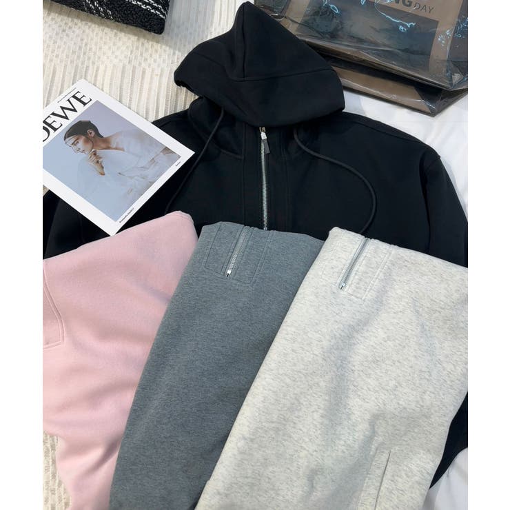 オーバーサイズハーフジップフーディ パーカー | aimoha  | 詳細画像5 