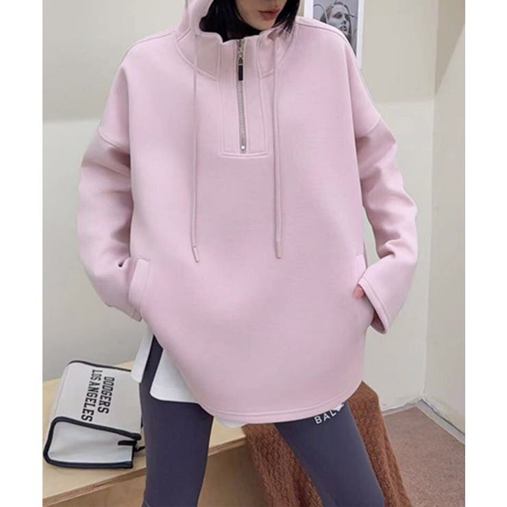 オーバーサイズハーフジップフーディ パーカー | aimoha  | 詳細画像7 