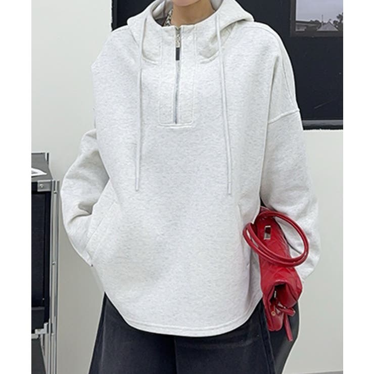 オーバーサイズハーフジップフーディ パーカー | aimoha  | 詳細画像11 