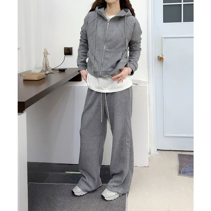 グレー | シンプルデザインジップアップセットアップ | aimoha 