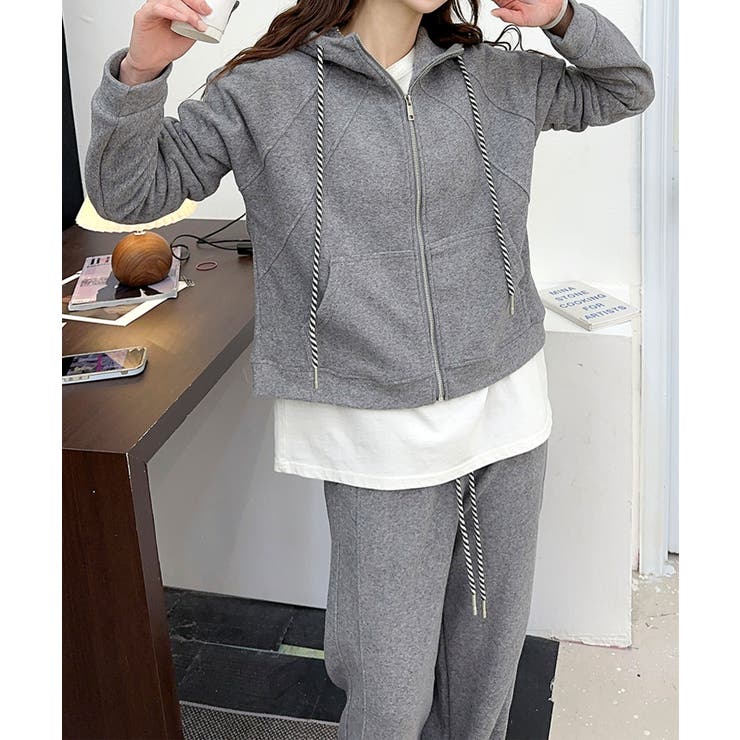 シンプルデザインジップアップセットアップ | aimoha  | 詳細画像1 