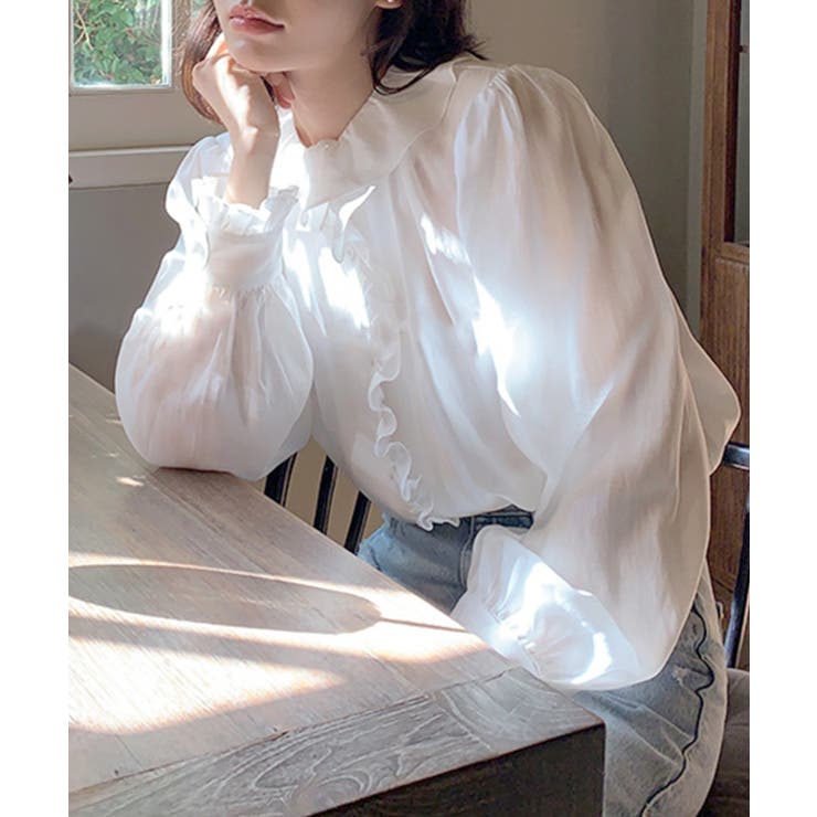 ホワイト | 【Banico】デザイン長袖シャツ | aimoha 