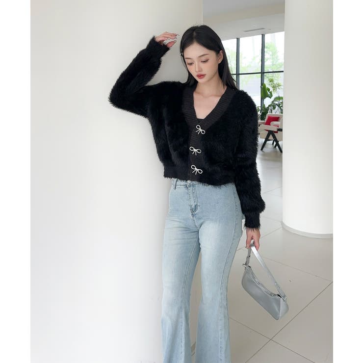 もこもこリボンボタンカーディガン Jasmine Grandiflorum【AW… | aimoha  | 詳細画像2 