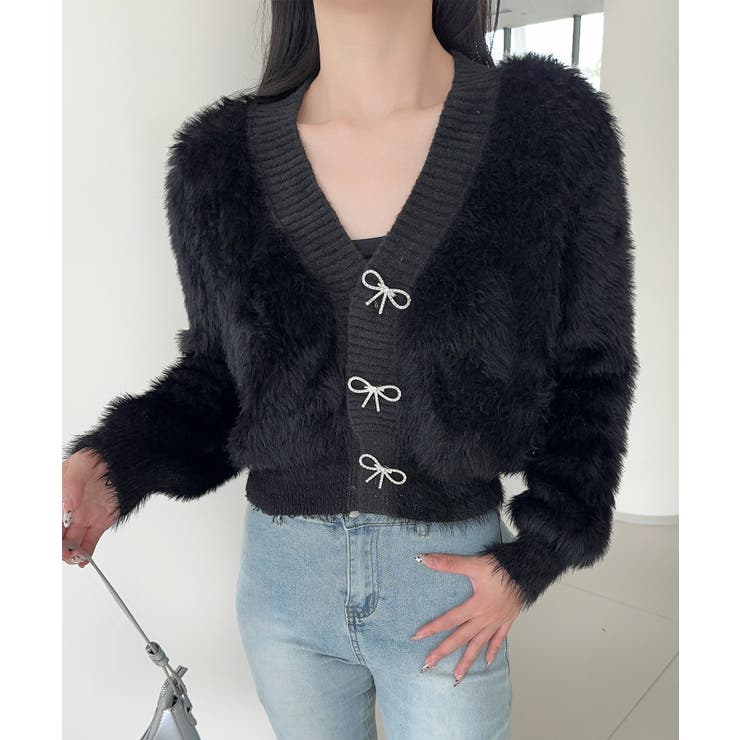 もこもこリボンボタンカーディガン Jasmine Grandiflorum【AW… | aimoha  | 詳細画像6 