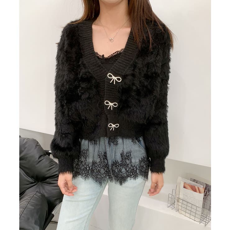 もこもこリボンボタンカーディガン Jasmine Grandiflorum【AW… | aimoha  | 詳細画像5 