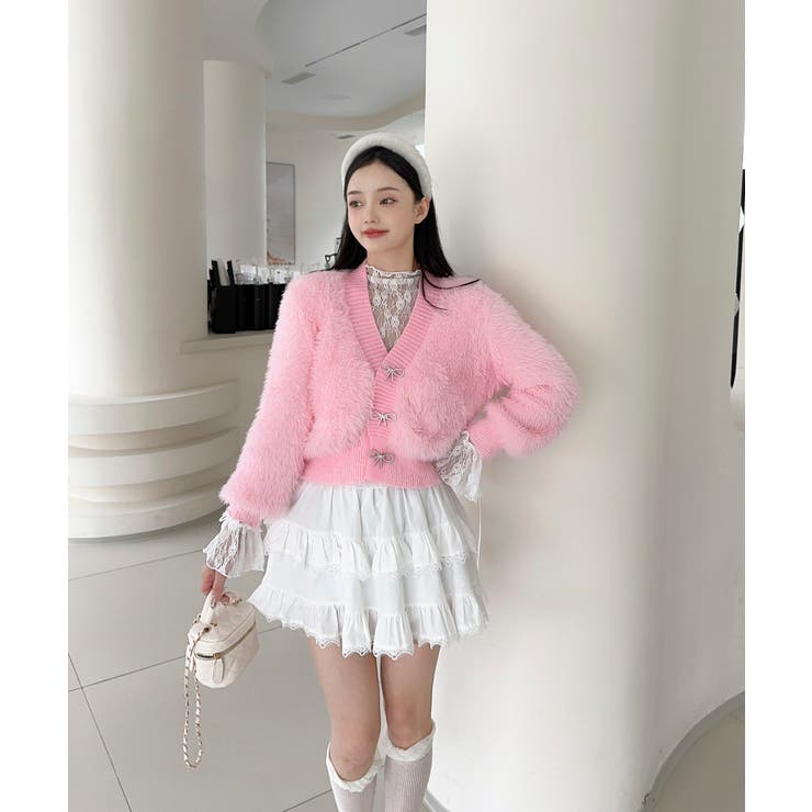 もこもこリボンボタンカーディガン Jasmine Grandiflorum【AW… | aimoha  | 詳細画像18 