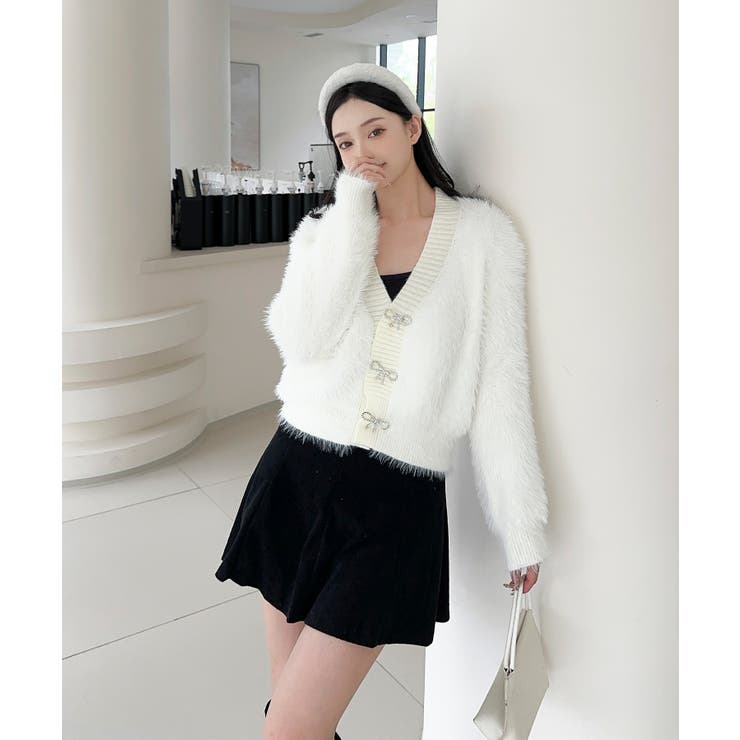 もこもこリボンボタンカーディガン Jasmine Grandiflorum【AW… | aimoha  | 詳細画像10 