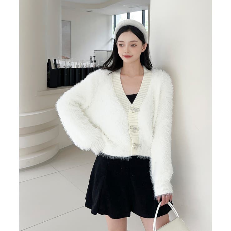 もこもこリボンボタンカーディガン Jasmine Grandiflorum【AW… | aimoha  | 詳細画像14 