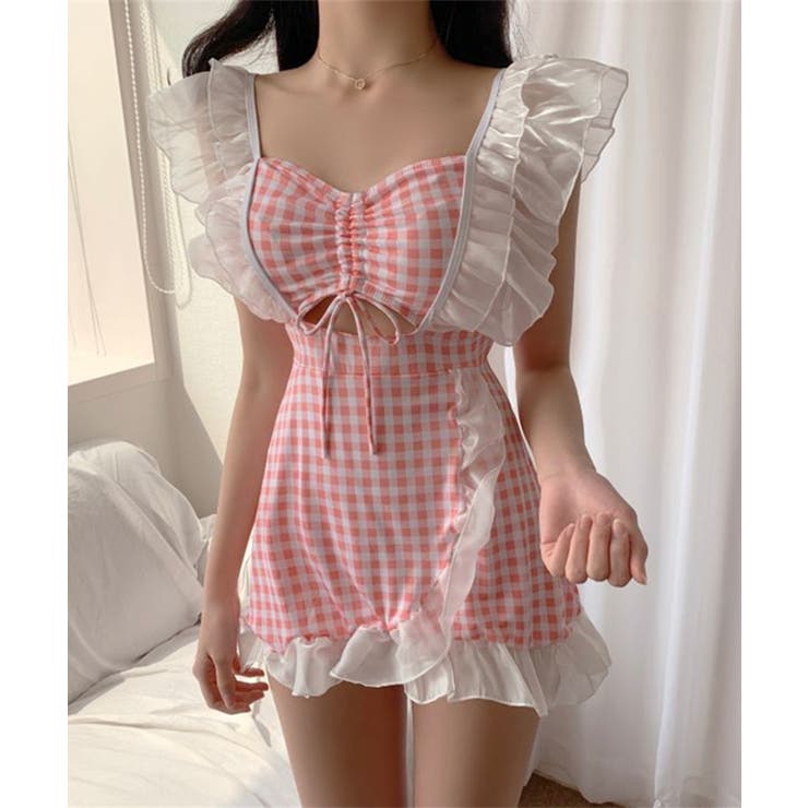 Jasmine Grandiflorumフリルギンガムチェックスイムウェア 水着 | aimoha  | 詳細画像6 