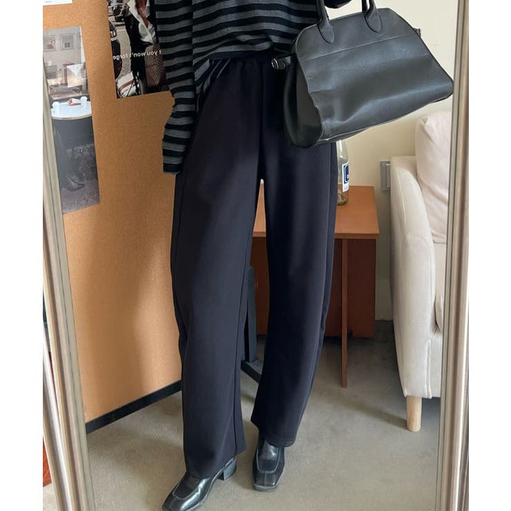 ブラック | イージースウェットワイドパンツ | aimoha 
