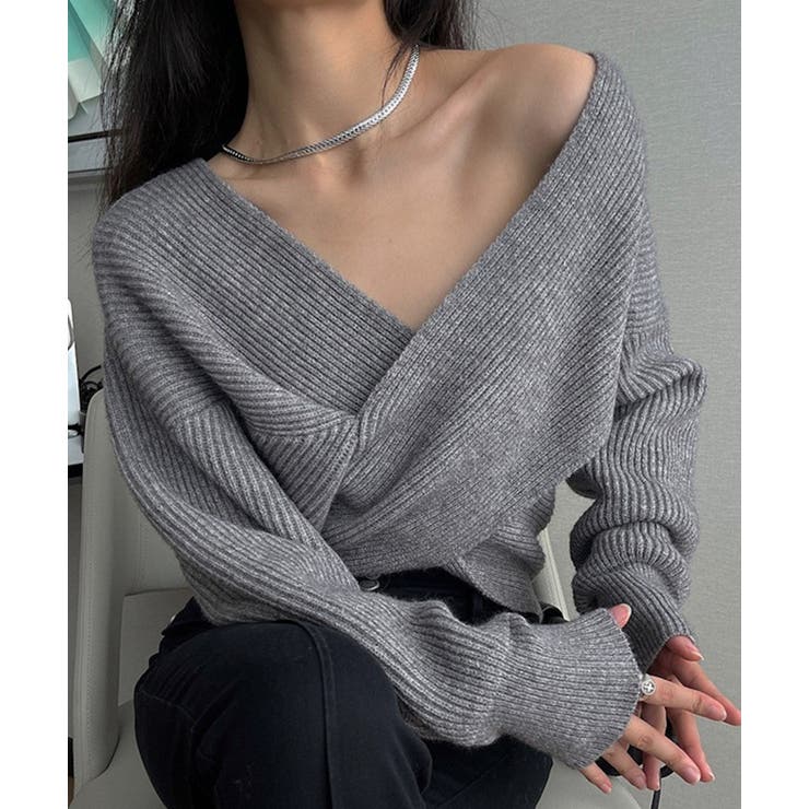 グレー | 【Jasmine】2WAYニットプルオーバー Jasmine Grandiflo… | aimoha 