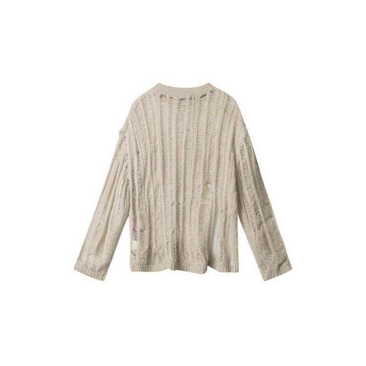 HOOK】for girls ダメージ透かし編みオーバーニット【AW】[品番