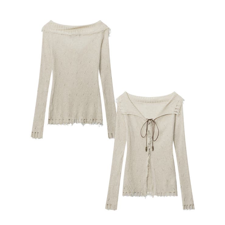 【HOOK】for girls ダメージ編み上げニットソー | HOOK | 詳細画像4 