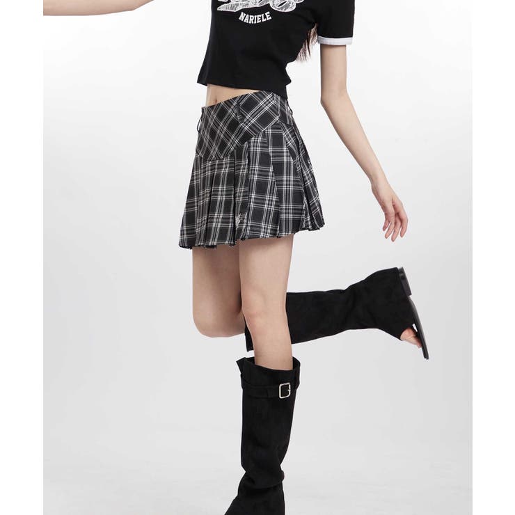 HOOK】for girls チェック柄ボックスプリーツミニスカート[品番