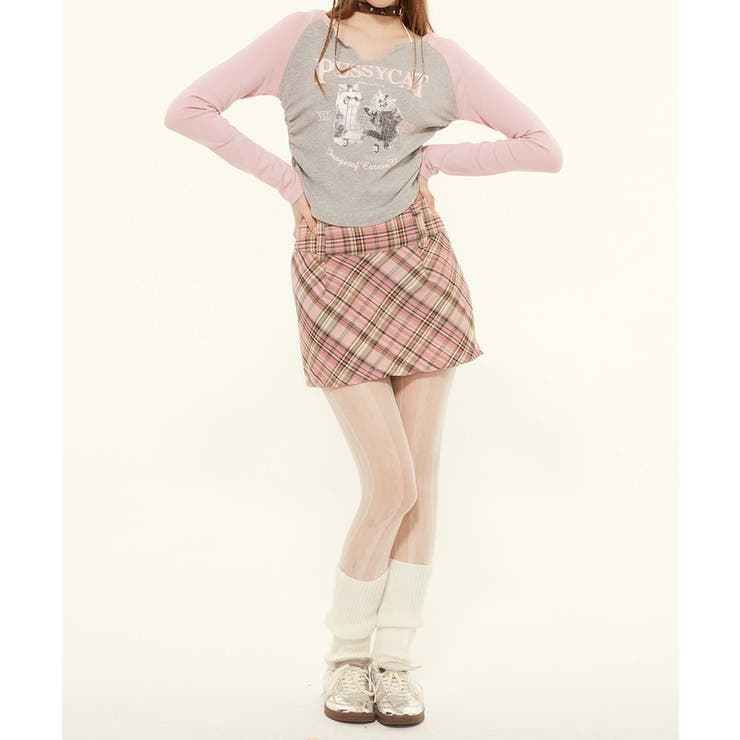 HOOK】for girls Y2Kマルチチェック柄ミニスカート[品番：XT000012534