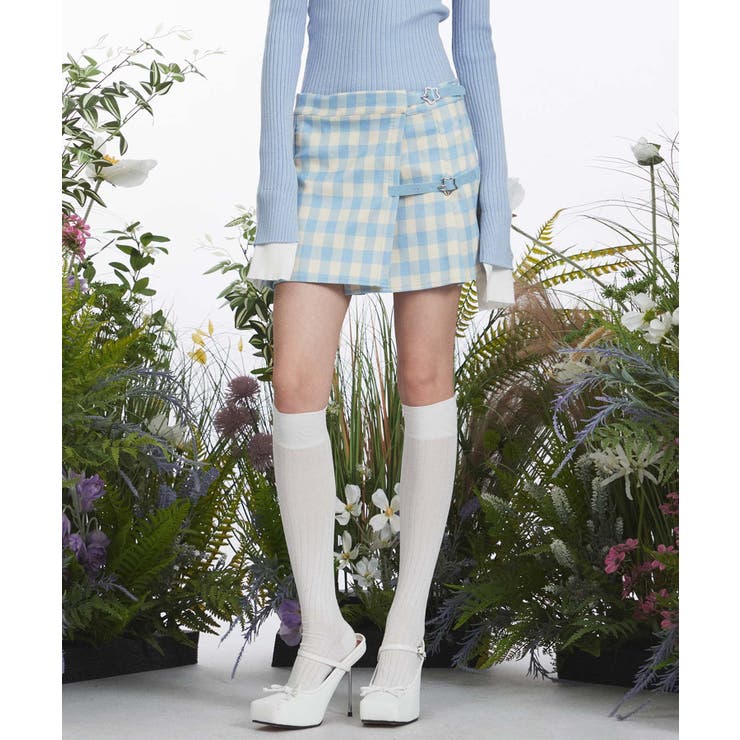 HOOK】for girls アシンメトリーチェックプリーツミニスカート HOOK】for girls アシンメトリーチェックプリーツミニスカート