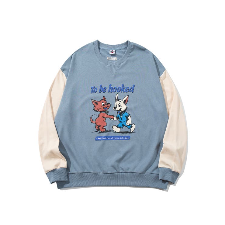 ライトブルー | HOOK -original- キャラクタープリント クルーネックスウェット | HOOK