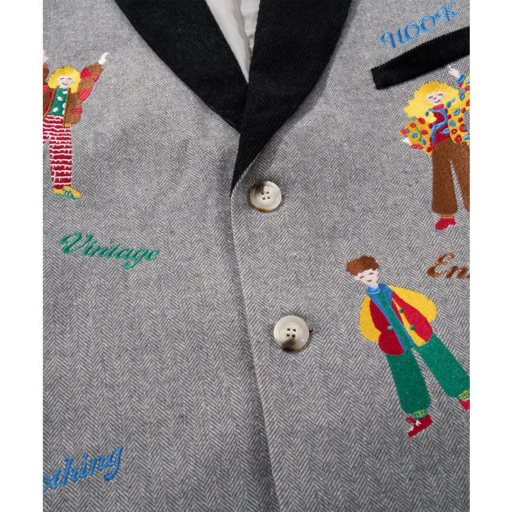 HOOK -original- レトロ調人物刺繍異素材襟テーラードジャケット | HOOK | 詳細画像5 