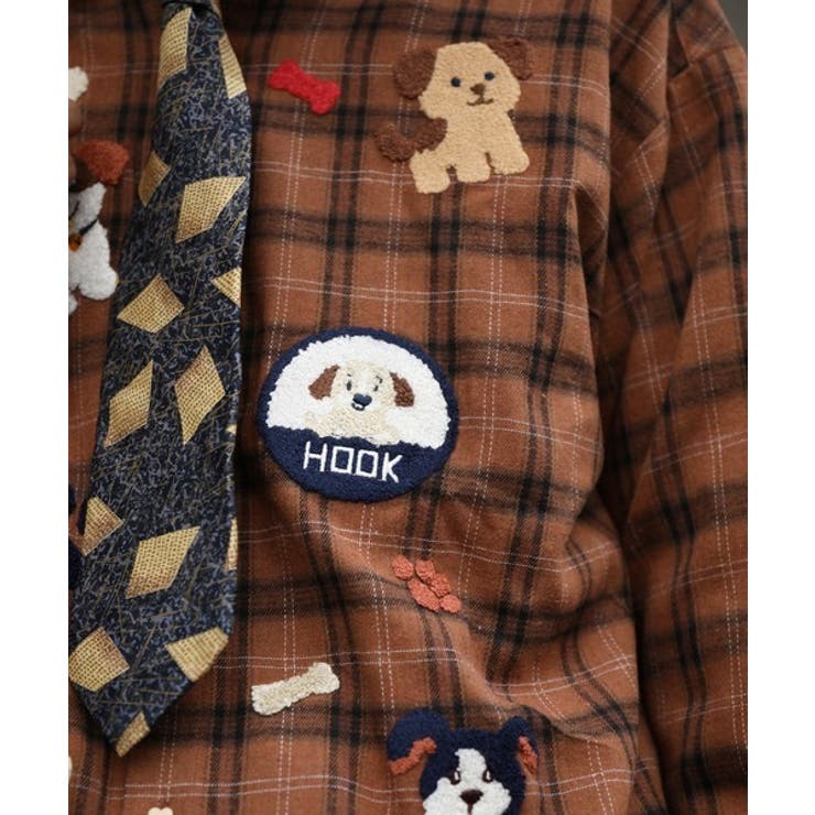 HOOK -original- レトロ古着風 ドッグ刺繍チェックシャツ | HOOK | 詳細画像9 
