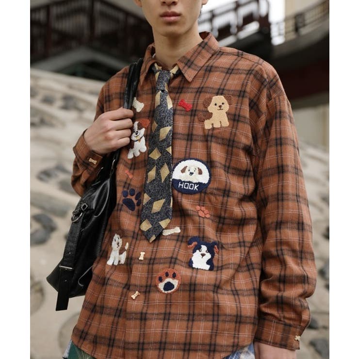 HOOK -original- レトロ古着風 ドッグ刺繍チェックシャツ | HOOK | 詳細画像8 