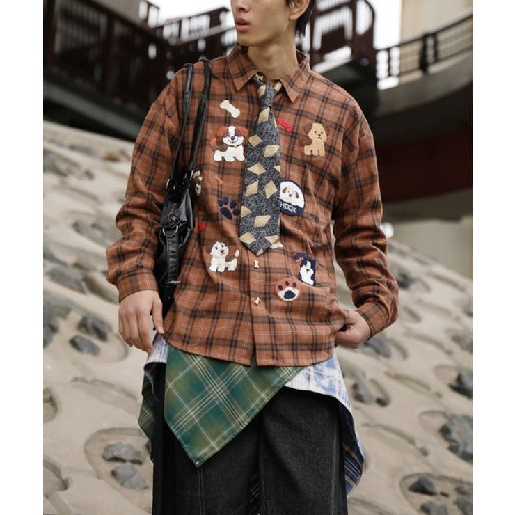 HOOK -original- レトロ古着風 ドッグ刺繍チェックシャツ | HOOK | 詳細画像2 