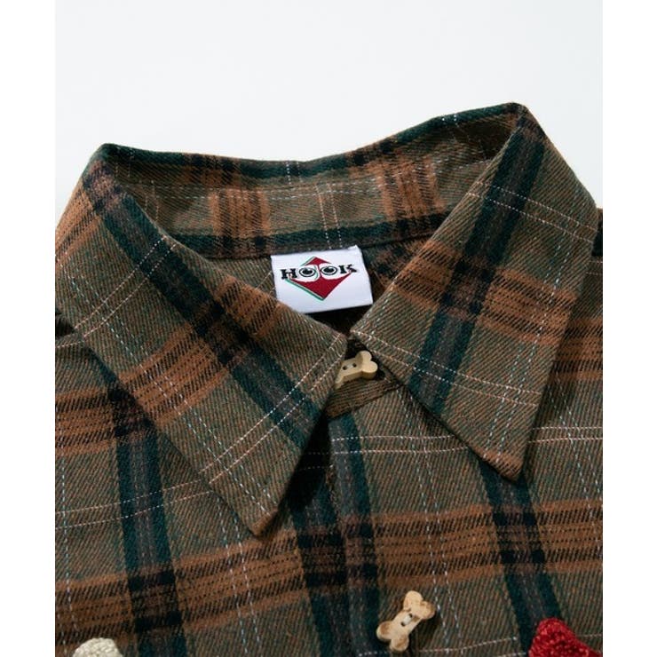 HOOK -original- レトロ古着風 ドッグ刺繍チェックシャツ | HOOK | 詳細画像12 