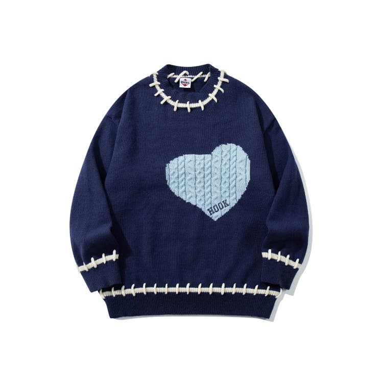 ブルー | HOOK -original- ハートジャカードニットプルオーバー | HOOK
