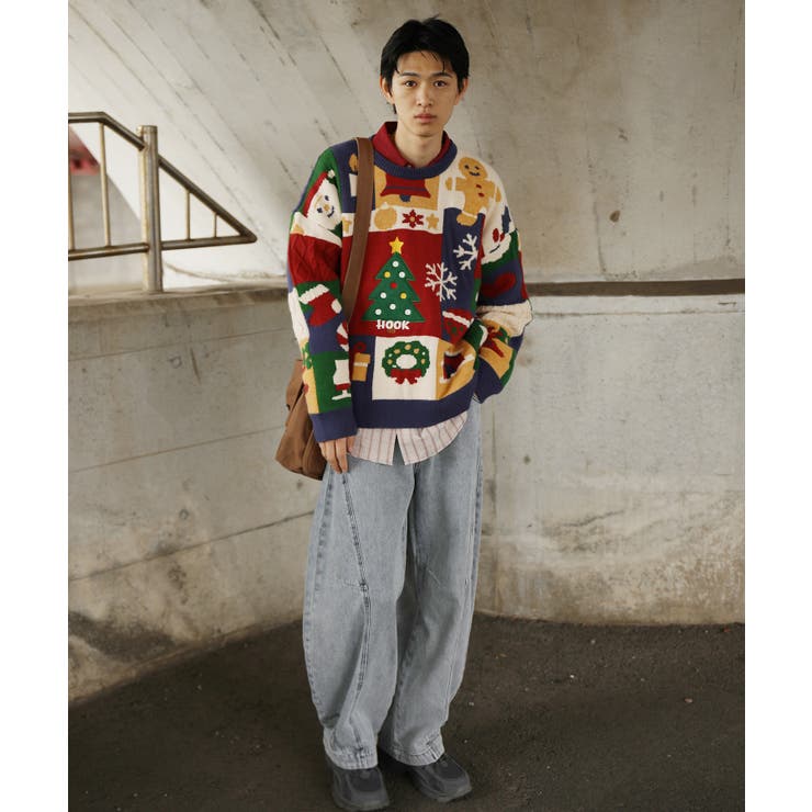 HOOK -original- 厚手パッチワーククリスマスニットプルオーバー | HOOK | 詳細画像8 