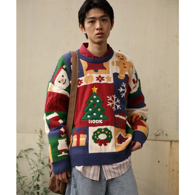 HOOK -original- 厚手パッチワーククリスマスニットプルオーバー | HOOK | 詳細画像4 