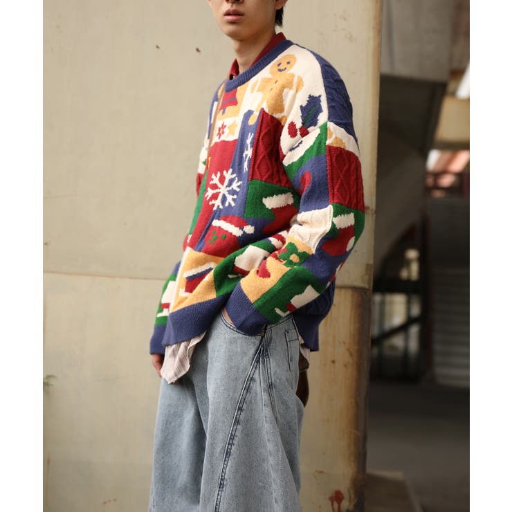 HOOK -original- 厚手パッチワーククリスマスニットプルオーバー | HOOK | 詳細画像6 