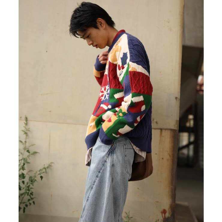 HOOK -original- 厚手パッチワーククリスマスニットプルオーバー | HOOK | 詳細画像5 