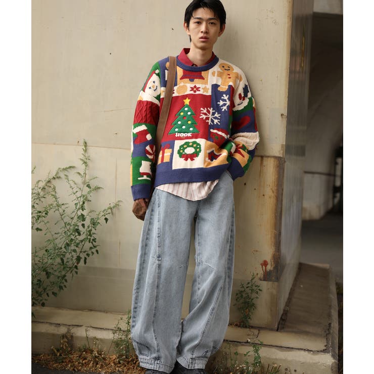 HOOK -original- 厚手パッチワーククリスマスニットプルオーバー | HOOK | 詳細画像9 