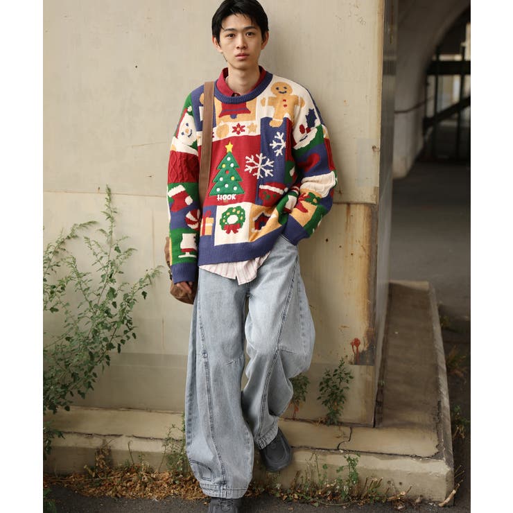 HOOK -original- 厚手パッチワーククリスマスニットプルオーバー | HOOK | 詳細画像3 