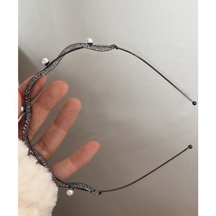 パールとゴールドの華奢カチューシャ 韓国ファッション ハイウエスト | aimoha  | 詳細画像2 