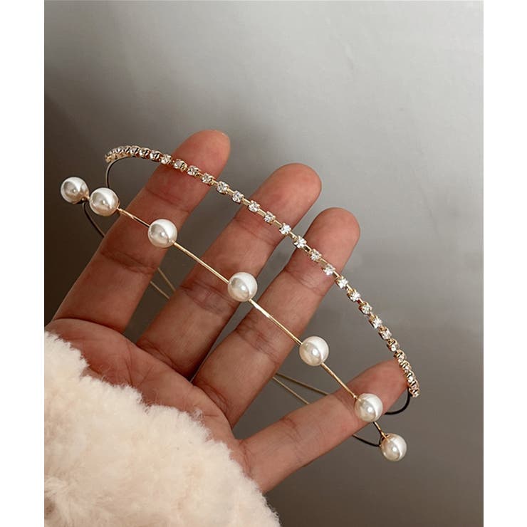 ゴールド4 | パールとゴールドの華奢カチューシャ 韓国ファッション ハイウエスト | aimoha 