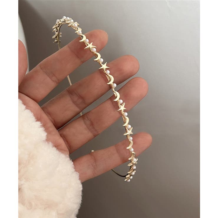 ゴールド9 | パールとゴールドの華奢カチューシャ 韓国ファッション ハイウエスト | aimoha 