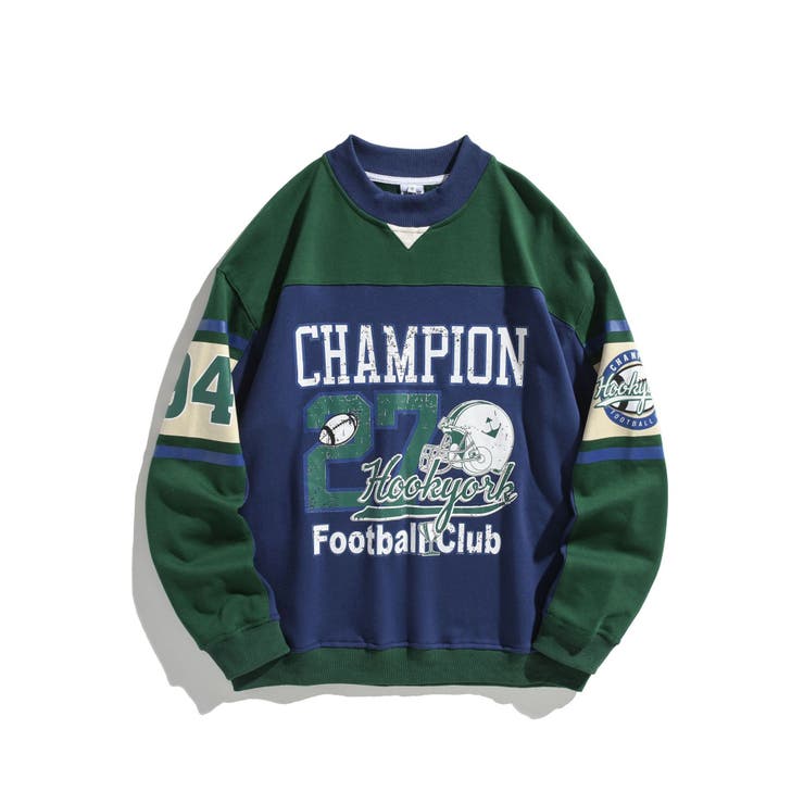 スウェットアメカジカレッジ風フットボールプリントスウェット